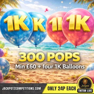 Jackpotz Competitions TikTok Balloon Pop 300 pops 1