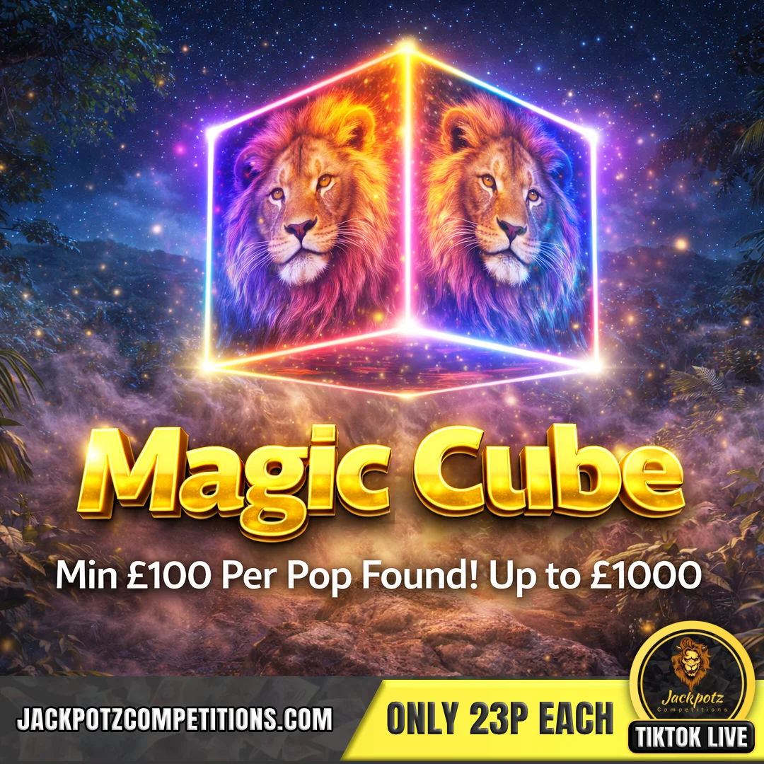 Jackpotz Competitions TikTok Balloon Pop lions cube