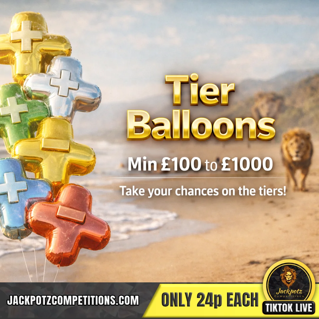Jackpotz Competitions TikTok Balloon Pop tier balloons