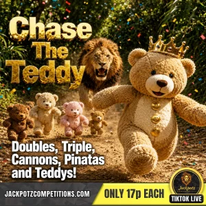 Jackpotz Competitions TikTok Balloon Pop chase the teddy