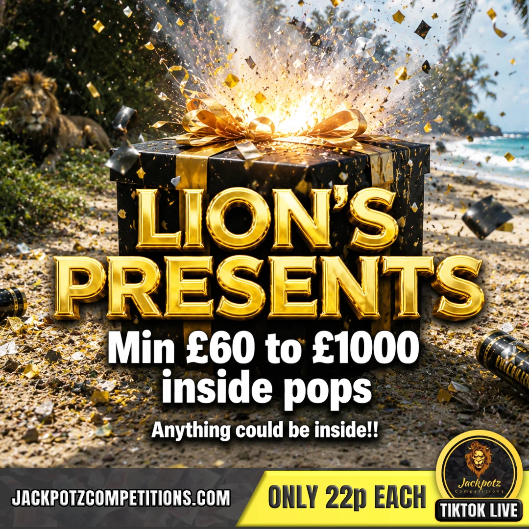 Jackpotz Competitions TikTok Balloon Pop lions presents