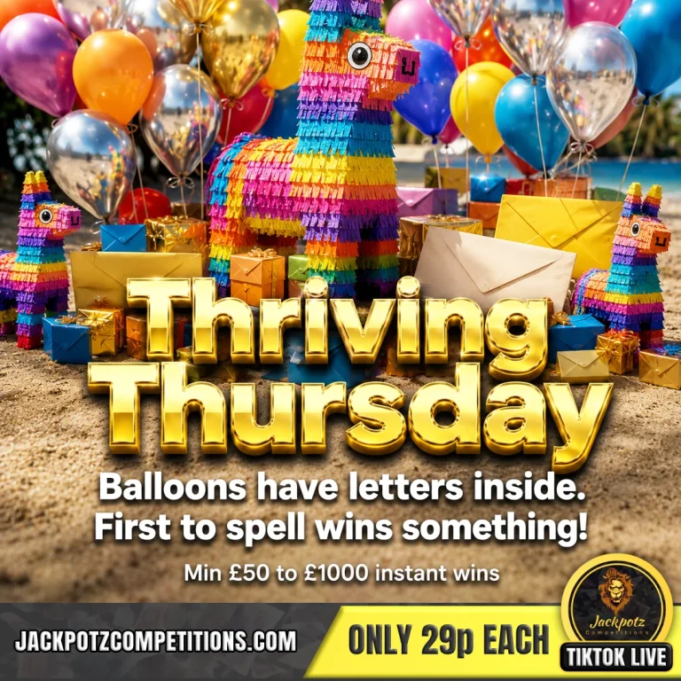 Jackpotz Competitions TikTok Balloon Pop Game Thriving Thursday