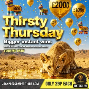 Jackpotz Competitions TikTok Balloon Pop thirsty thursday1