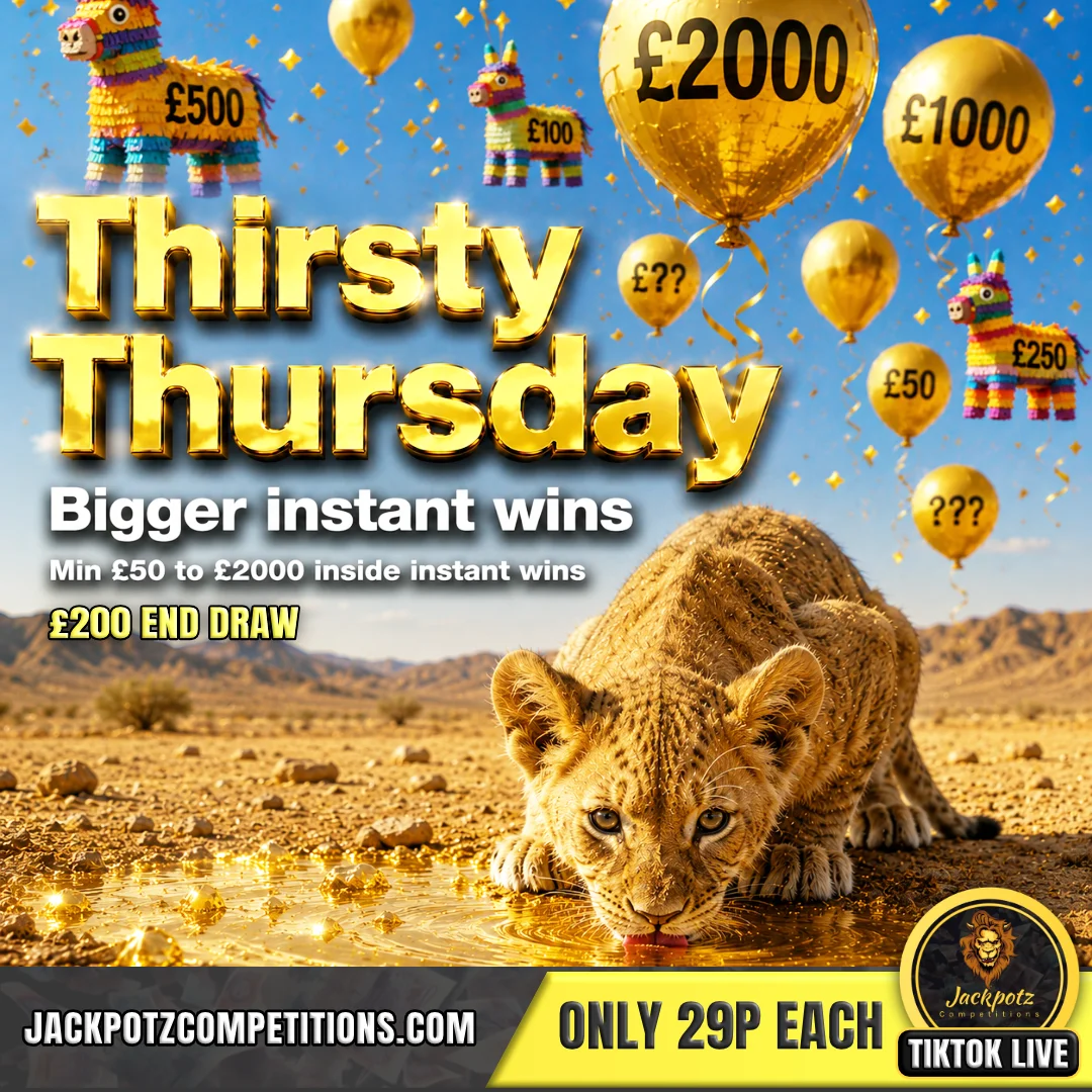 Jackpotz Competitions TikTok Balloon Pop thirsty thursday1