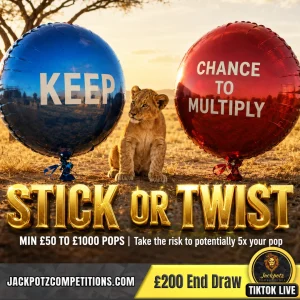Jackpotz Competitions TikTok Balloon Pop Game 2026 stick or twist