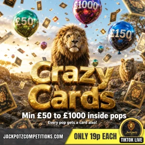 Jackpotz Competitions TikTok Balloon Pop Game crazy cards