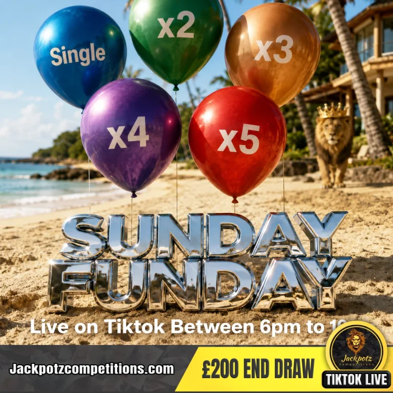 Jackpotz Competitions TikTok Balloon Pop Game 2026 Sunday Funday